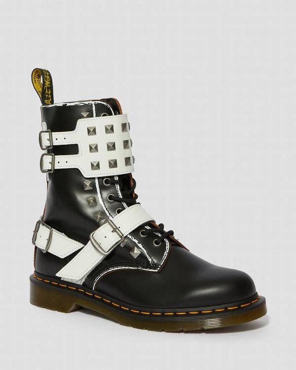 Dr Martens Dámské Kotníkové Boty 1490 Joska Stud Černé Bílé, CZ-251076